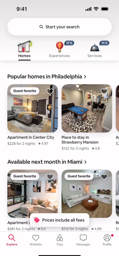 Airbnb iOS app — original screenshot