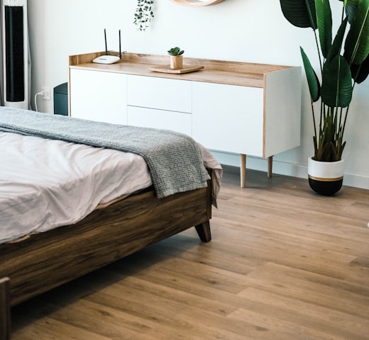 Bedroom with wood floor